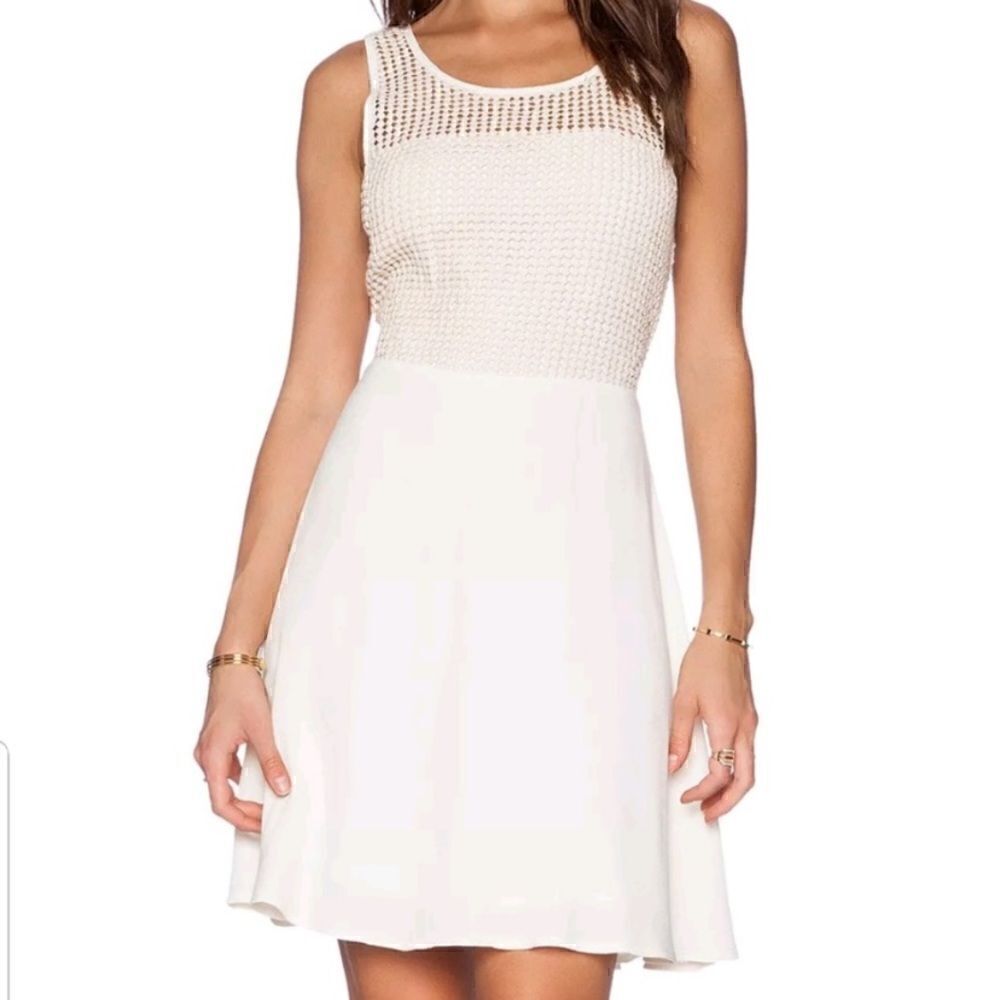Ella Moss Crochet Fit Flare BoHo Summer Dress Cream Size XS
